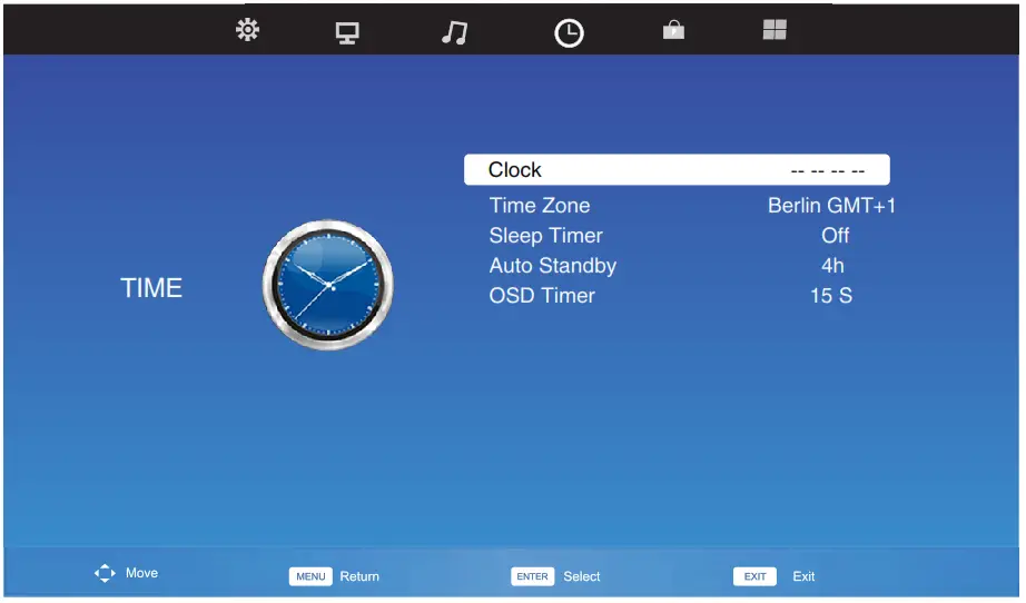 TELEFUNKEN TF LED32S69T2 31.5 Inch HD LED TV - Time setting