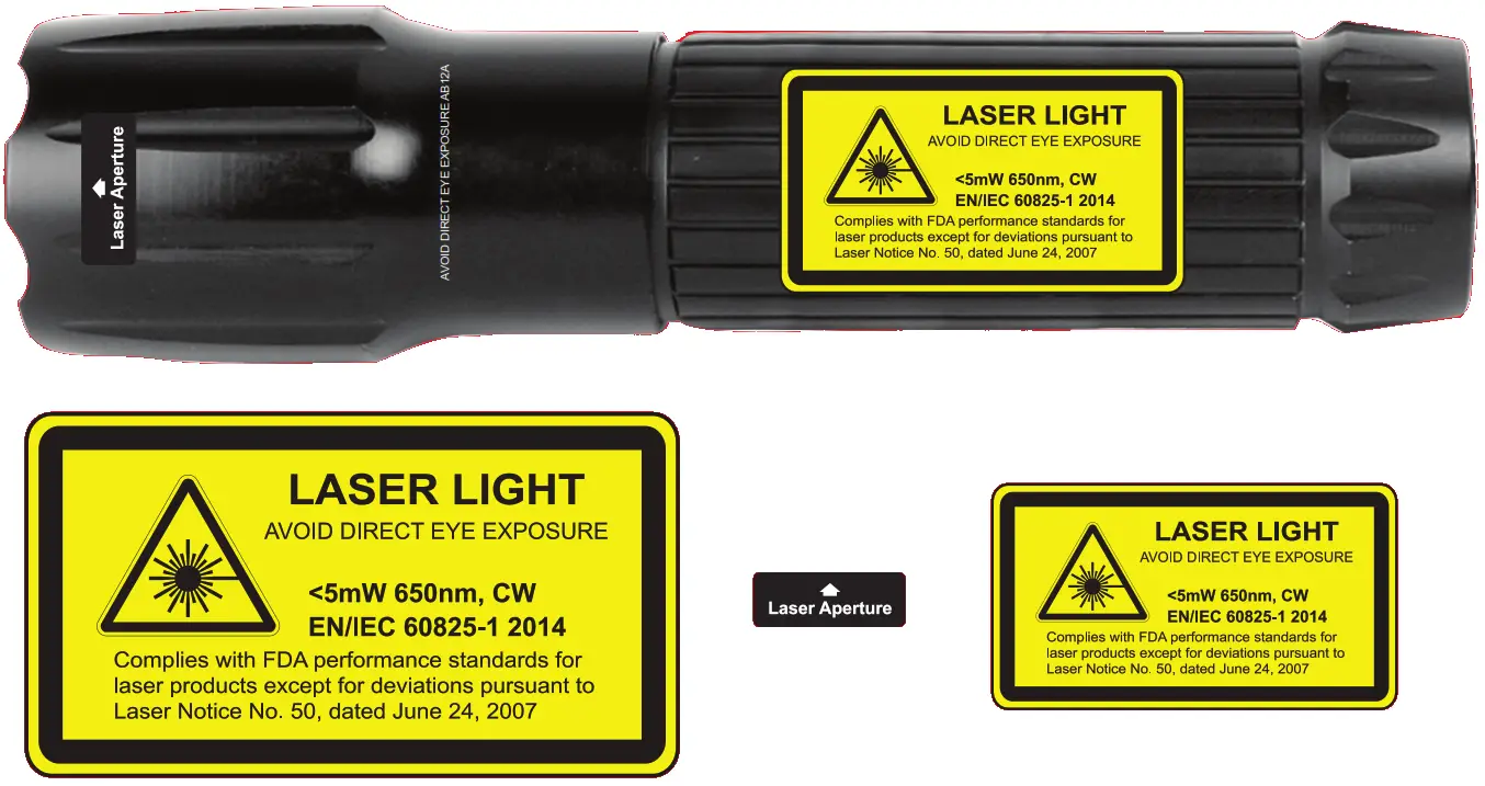 iPROTEC LG110LR 110 Lumen Led Light and Laser - WARNINGS AND LABELS