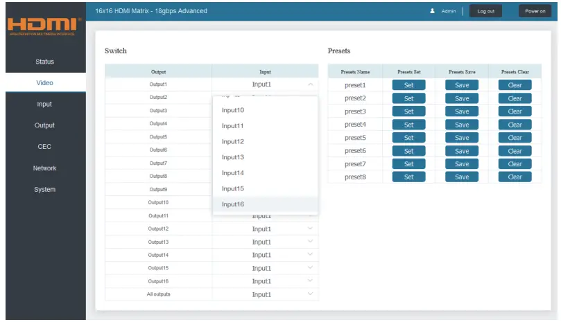 HDT HDCVT4K1616 WolfPack 4K 60 4 4 4 16x16 HDMI Matrix Switch  - Fig 9