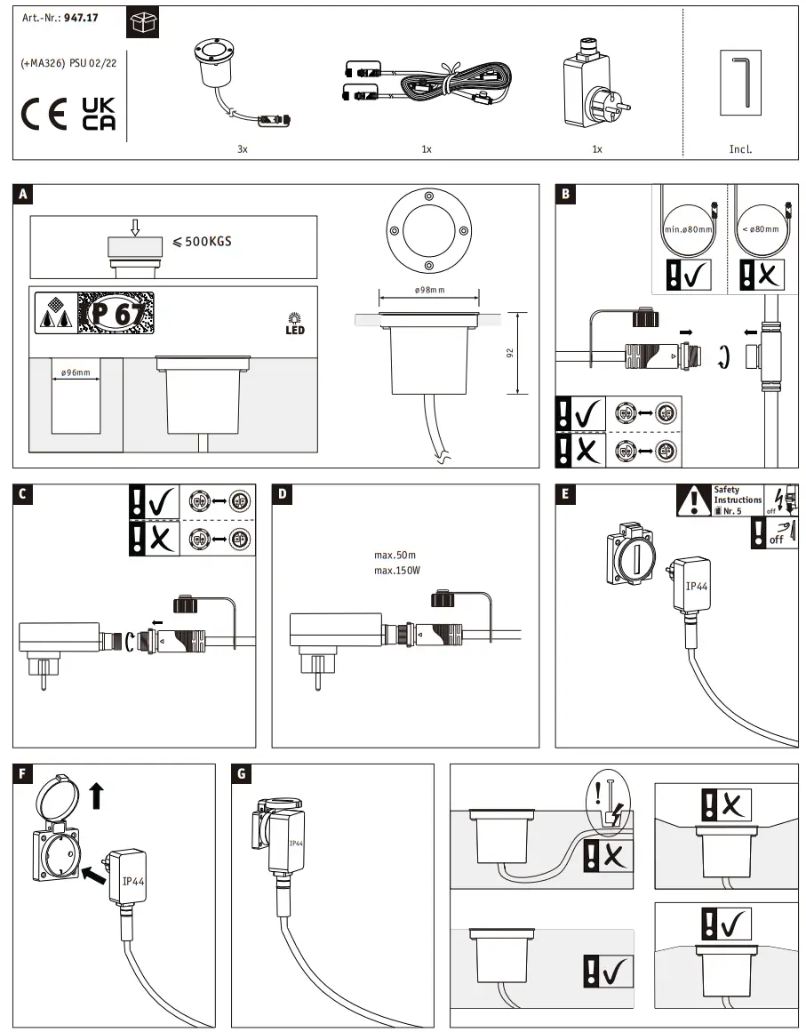 Paulmann Plug Shine LED Recessed Floor Luminaire Floor Basic-fig1