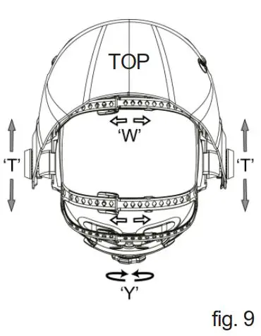 FIG 9 ADJUSTING THE FIT OF THE HELMET