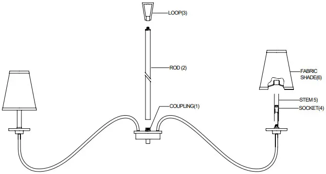 MERIDIAN LITE TRENDS M100106BNB 6 Light Chandelier - Figure