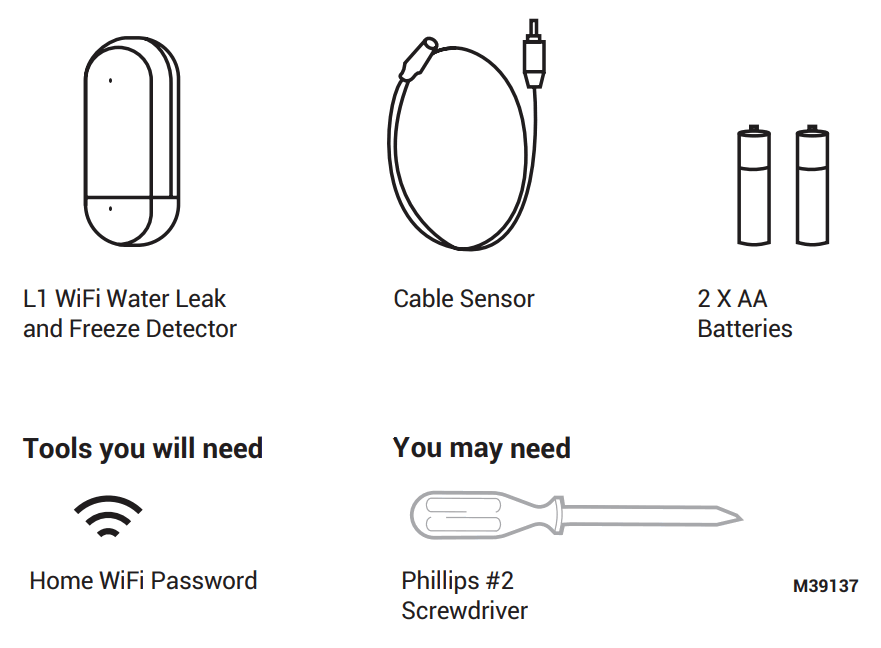 resideo L1 WiFi Water Leak and Freeze Detector - Included in the Box