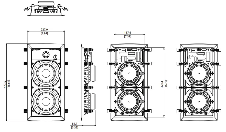 TANNOY iW 62S-WH 2 x 6 In-Wall Subwoofer - iW 62DS Model Dimensions