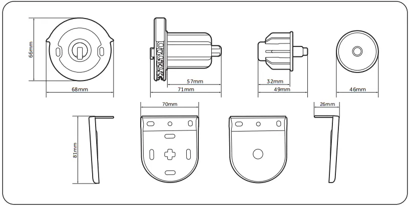 DECORQUIP 401519 45mm Elite Roller Mechanism - Dimension