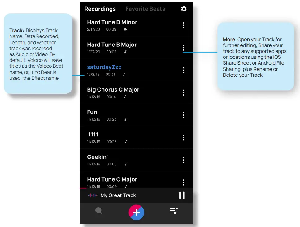VOLOCO 4th Edition Voice Processing App - Recordings