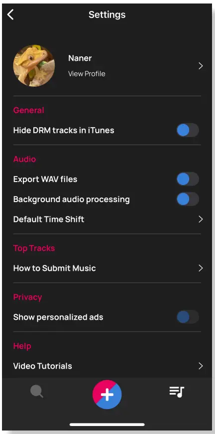 VOLOCO 4th Edition Voice Processing App - SETTINGS