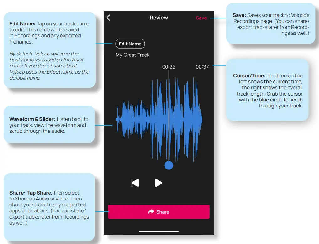 VOLOCO 4th Edition Voice Processing App - review view