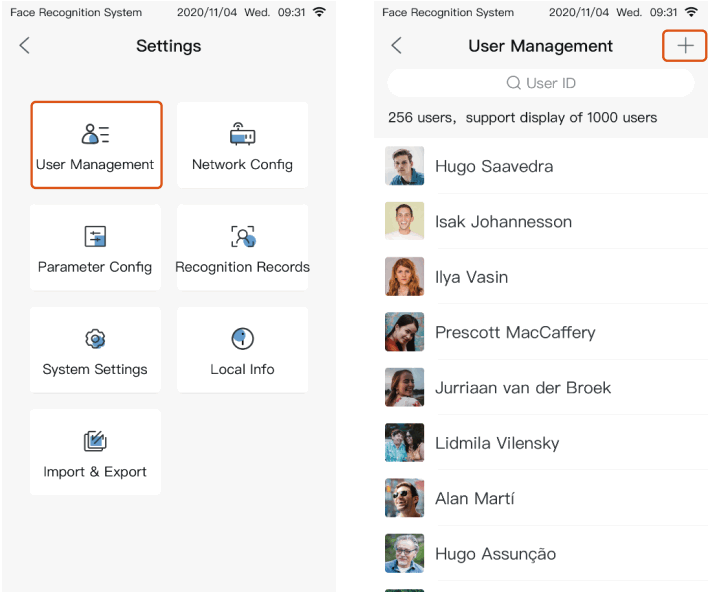 uni ubi Uface 5 OS M355C3 V R23WFC Temp AI Face Recognition System - Add Personnel