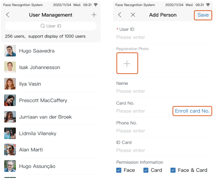 uni ubi Uface 5 OS M355C3 V R23WFC Temp AI Face Recognition System - Enroll card No