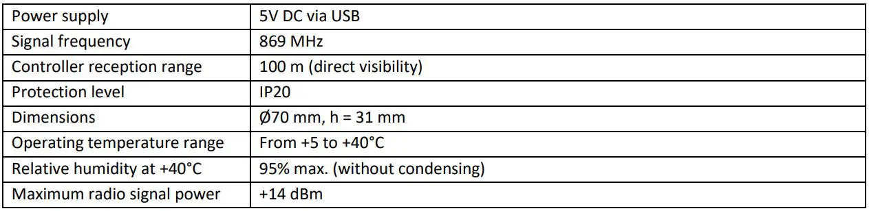ELTEX SZ-AIR-HTQ01 Air Quality Sensor User Manual - Specifications