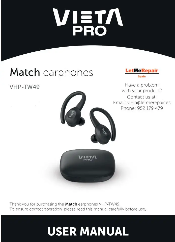 VIETA PRO VHP-TW49 Match Earphone User Manual