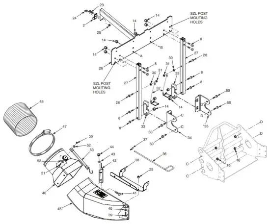 SCAG GC SZL Fabric 2 Bag Grass Catcher - DISCHARGE ASSEMBLY 2