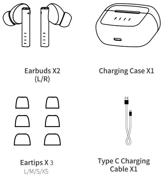 Jiangxi Feier Technology FIIL CC Pro True Wireless Earbuds - Packaging Content