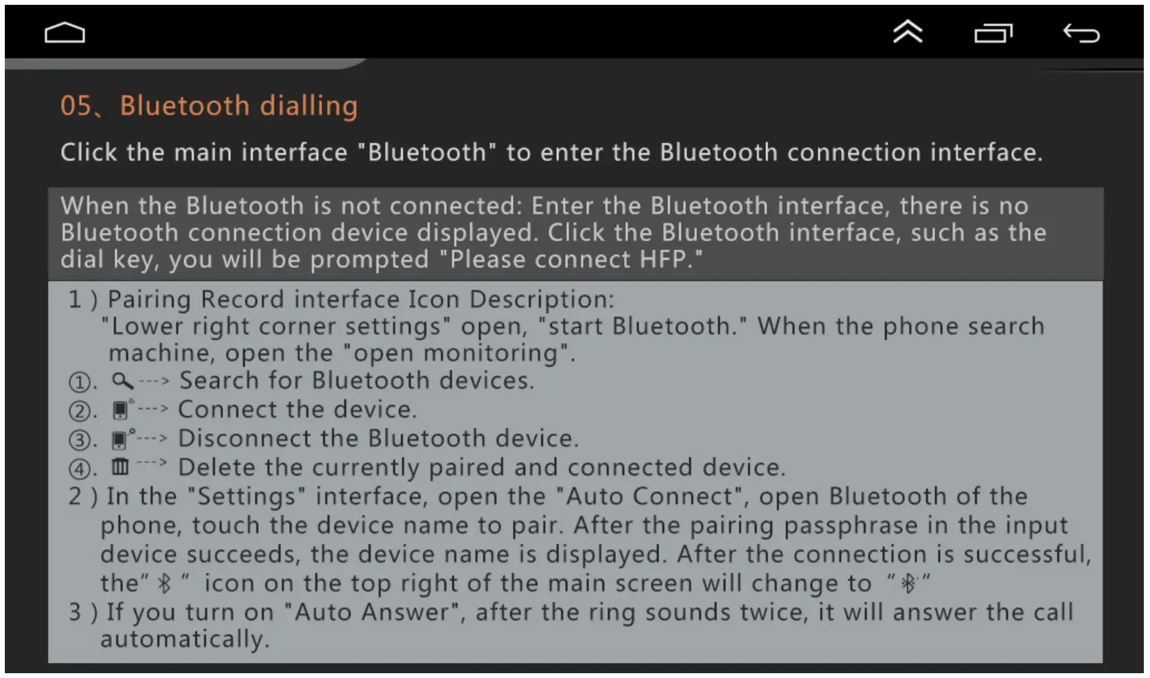 Shenzhen Shunxinda Trading A2768 Android Car Player - Bluetooth dialling