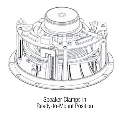 JBL Studio 2 8IC - Make sure all four speaker clamps are in their “ready-to-mount” Position