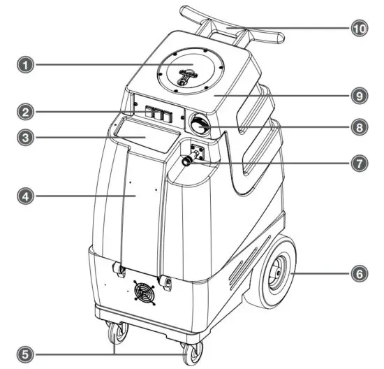 Mytee 2002CS Contractor’s Special 10 Gallon Heated Carpet Extractor - Extractor Front View