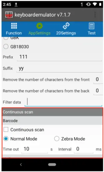 Continuous scan setup