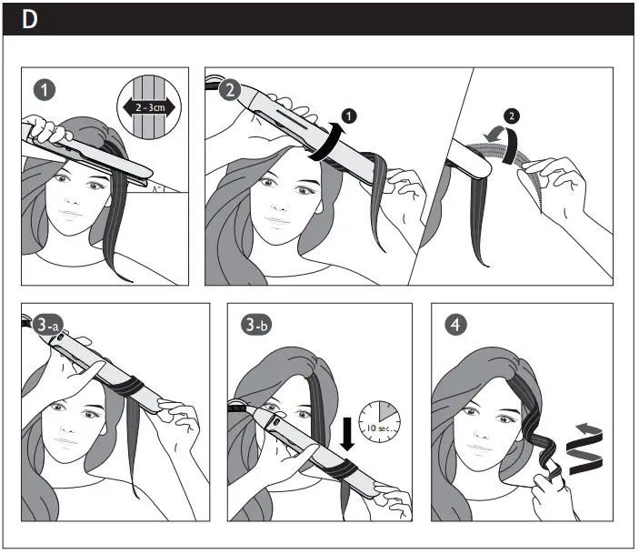 PHILIPS BHS520 5000 Series Hair Straightener User Manual - Fig D