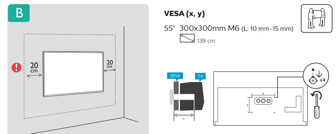 PHILIPS UHD OLED TV User Guide - Tv assemble in wall
