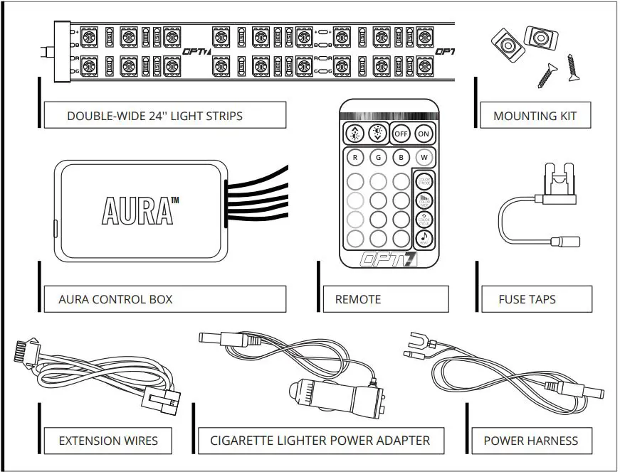 AURA Double Row Grille Installation Guide - MAIN COMPONENTS