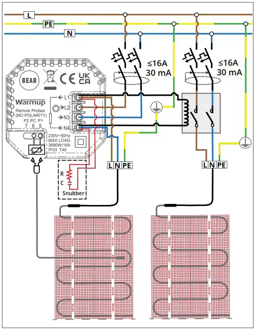 Warmup 6iE mini WiFi Thermostat - Wiring Connections 2