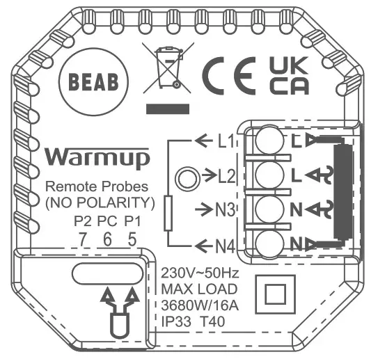 Warmup 6iE mini WiFi Thermostat - Wiring Connections