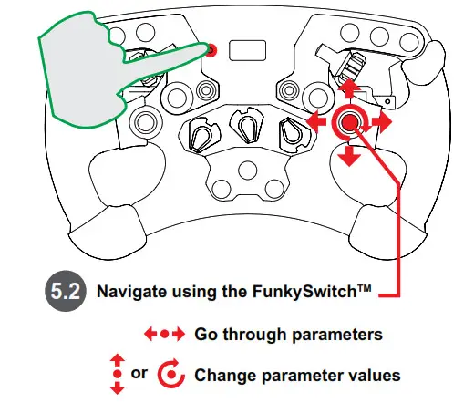 FANATEC ClubSport Steering Wheel Formula V2.5 - Navigate using the FunkySwitch