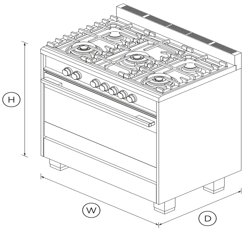 FISHER PAYKEL OR36SDG4X1 36 Inch 5 Burner Gas Range Dimensions