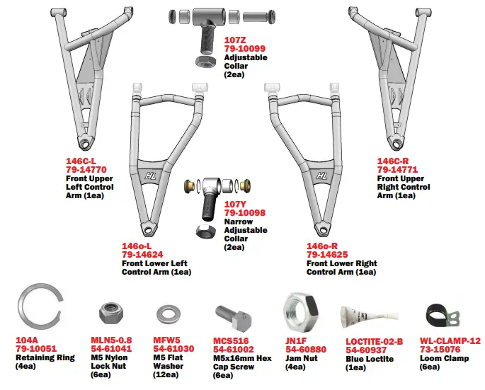 HL Polaris RZR 1000 Turbo S Front Forward Arms 1