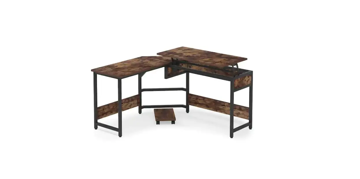 Tribesigns Hoga-f1588 Lantz 59 Inch L Shaped Rustic Brown Wood And Metal Computer Standing Desk Instruction Manual