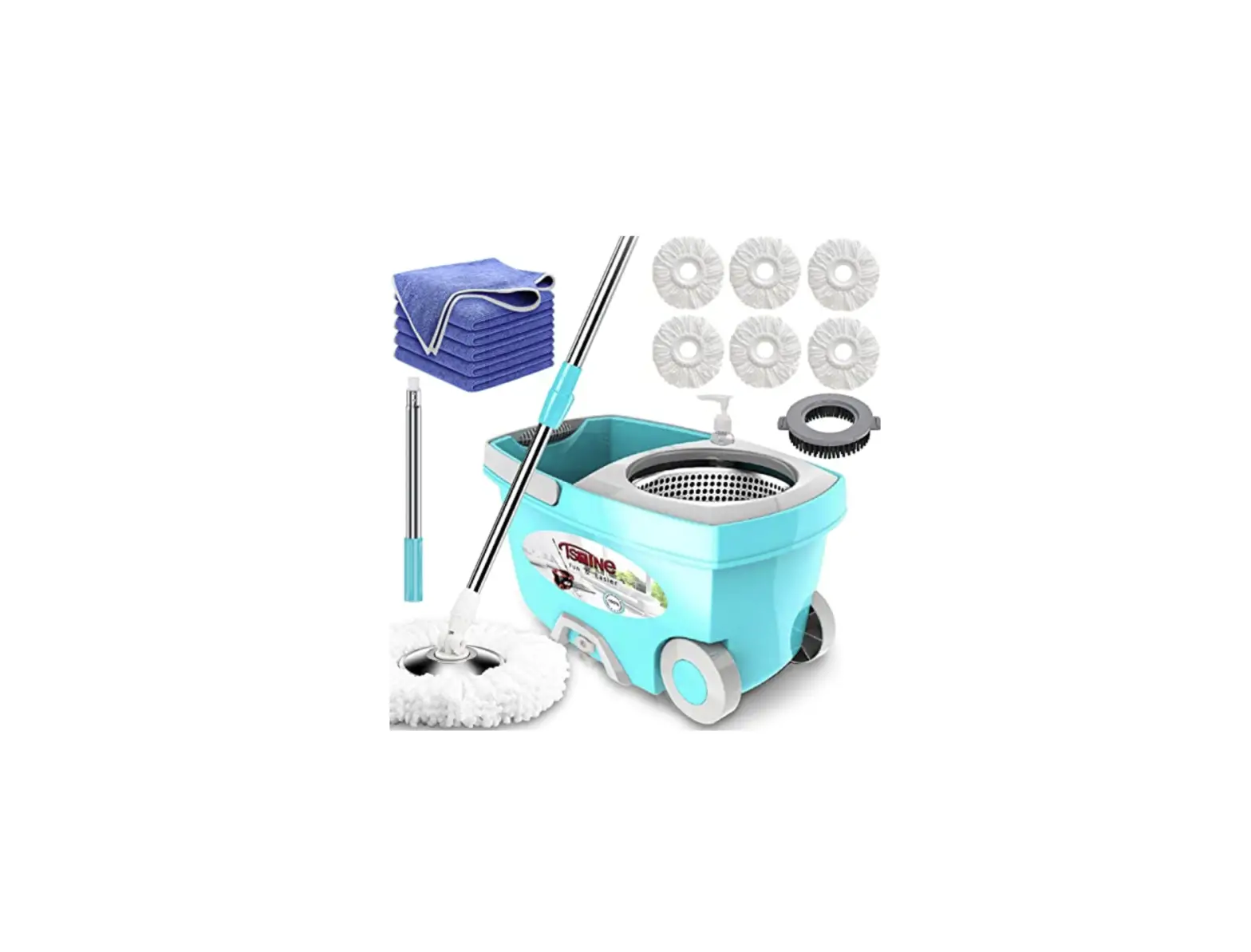 Tsmine Spin Mop Bucket System Stainless Steel Deluxe 360 Spinning Mop Bucket Instruction Manual