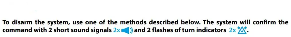 Pandora Mini Moto User Guide -Disarming