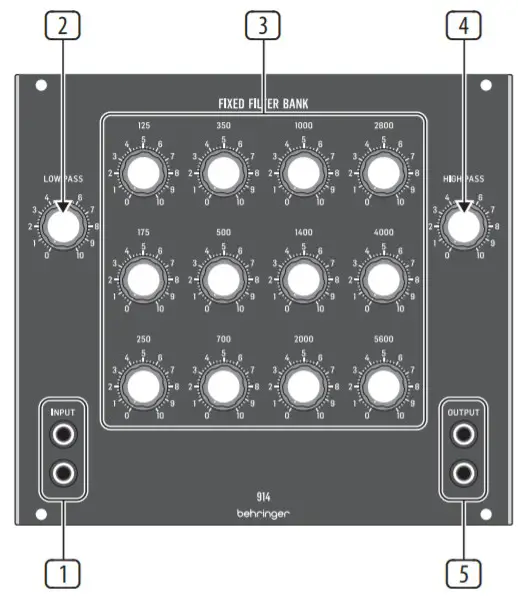 behringer 914 Fixed Filter Bank - controlars