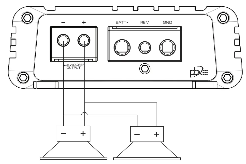 Two 2 ohm Subwoofers with Single Voice Coil (1 ohm)
