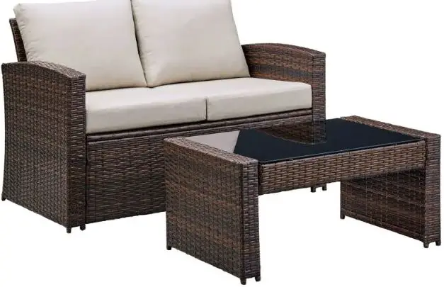 ASHLEY P351035 East Brook Outdoor Loveseat With Table-FIG1