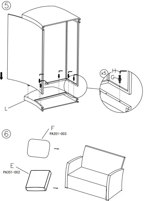 ASHLEY P351035 East Brook Outdoor Loveseat With Table-FIG5