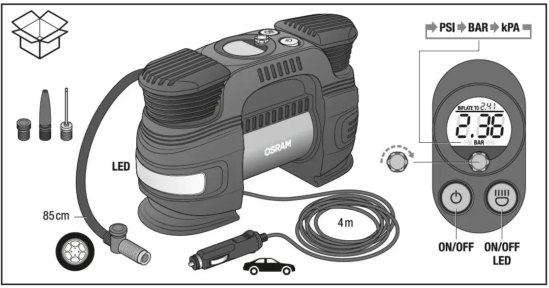 OSRAM TYREinflate OTI830 Large Vehicle Digital Tyre Inflator 12V DC-fig-5