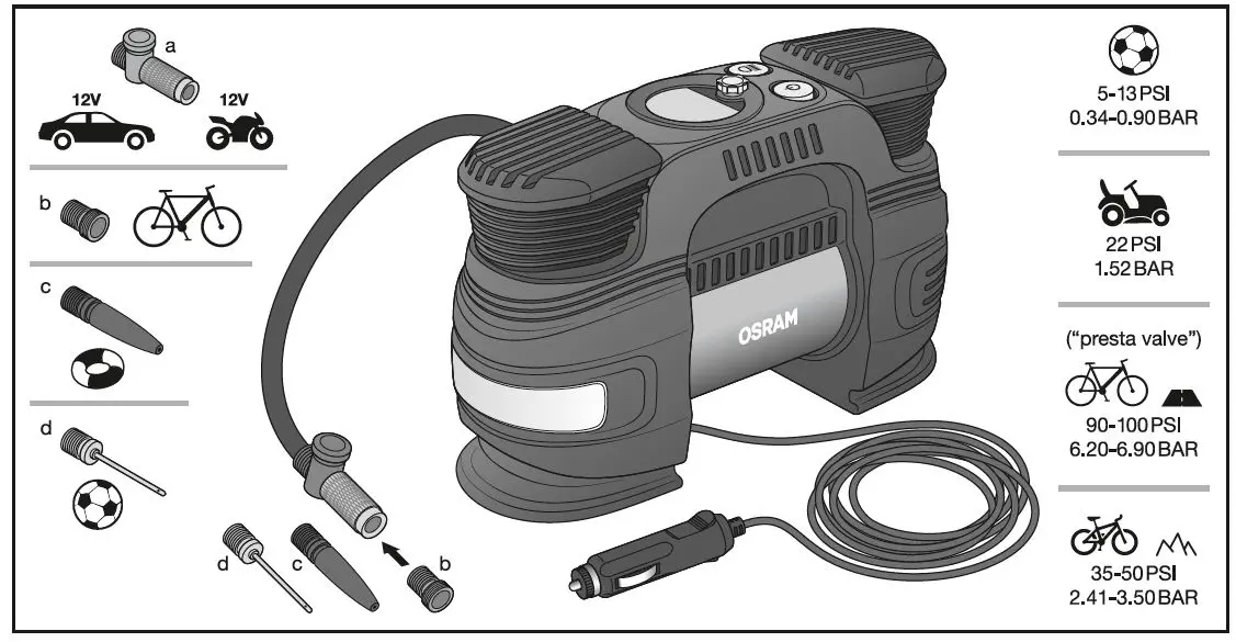 OSRAM TYREinflate OTI830 Large Vehicle Digital Tyre Inflator 12V DC-fig-6