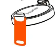 PAWBO iPuppyGo Smart Pet Activity Tracker Installation Guide - Place the hole on oone end of the silicone strap onto the hook on the frame accessory