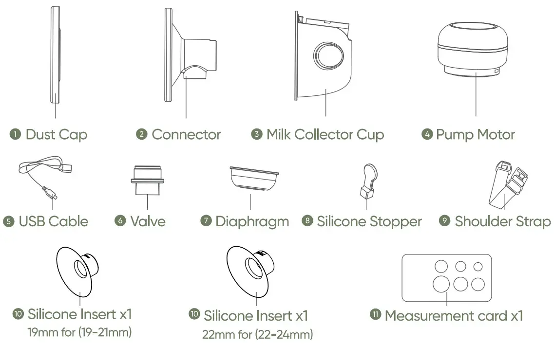 bonoch YD 1196 Electric Breast Pumps - Accensory List