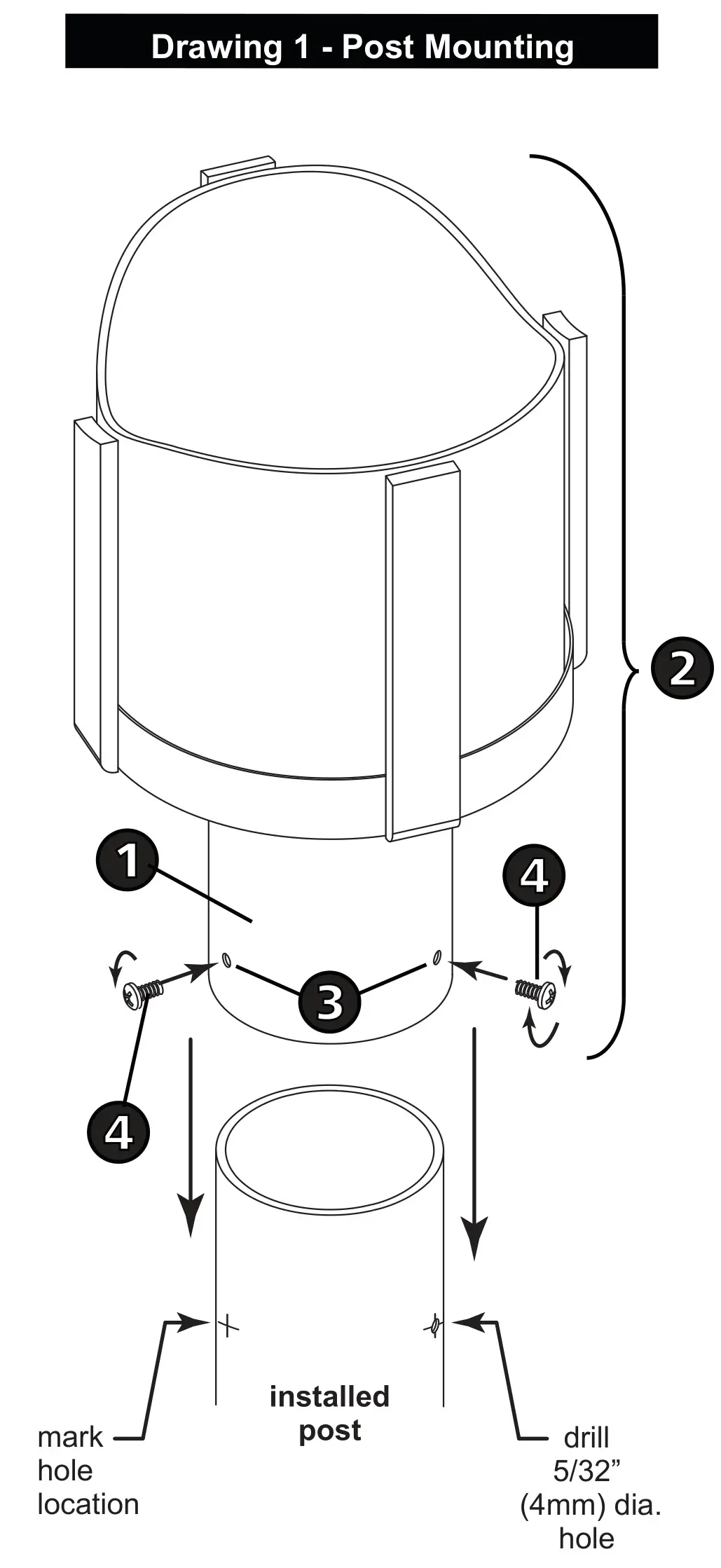 HINKLEY 2591 Max Medium Post Top or Pier Mount Lantern - Drawing 1 - Post Mounting