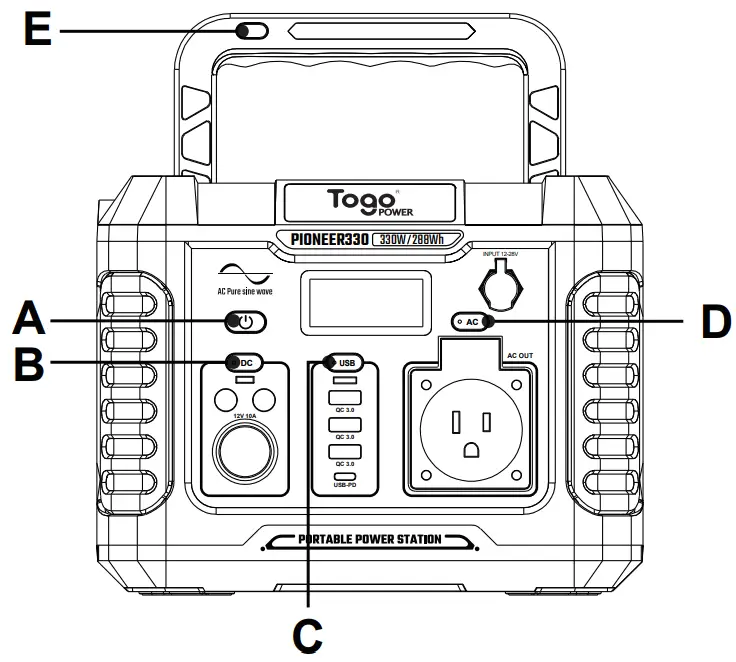 Togo POWER TGPTPS330 Pioneer 330 Power Station-BUTTON FEATURE