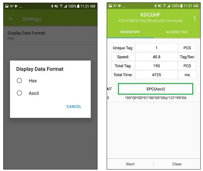 KOAMTAC KDC UHF Tag Read Write Demo- Application setting