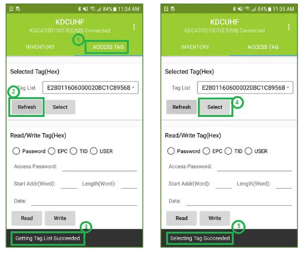 KOAMTAC KDC UHF Tag Read Write Demo- Select UHF tag