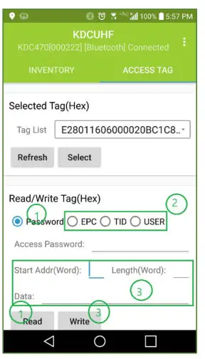 KOAMTAC KDC UHF Tag Read Write Demo- Write UHF tag
