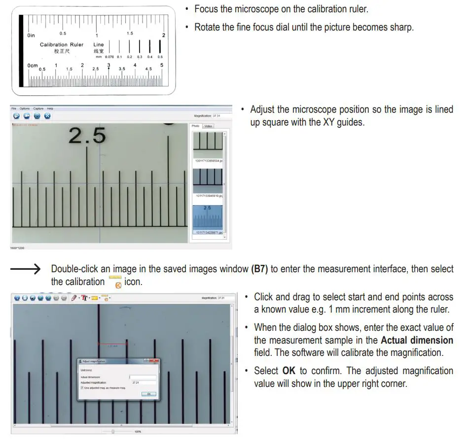 TOOLCRAFT 1713198 Digital Microscope Camera PRO Instruction Manual - Calibrating the Microscope