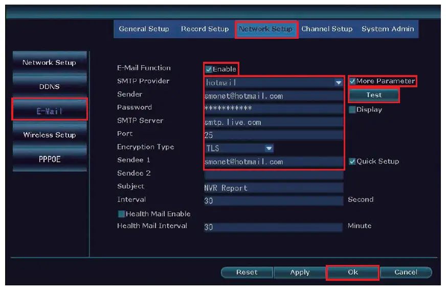 SMTP server and port