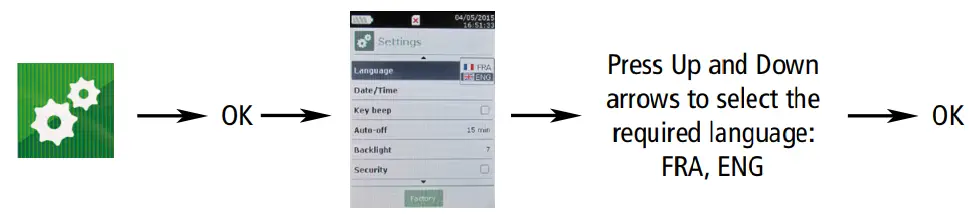 sauermann AMI 310 Base Multi Function Portable Instrument User Guide - Set language