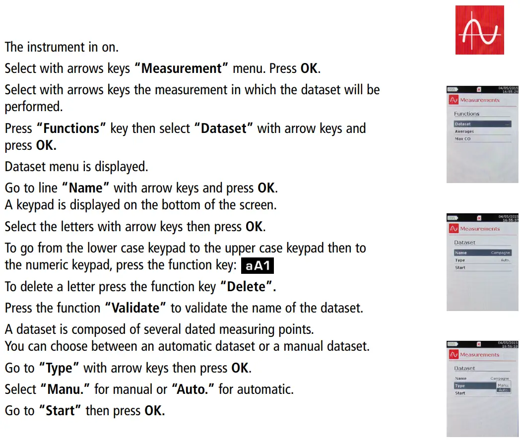 sauermann AMI 310 Base Multi Function Portable Instrument User Guide - Start and record datasets